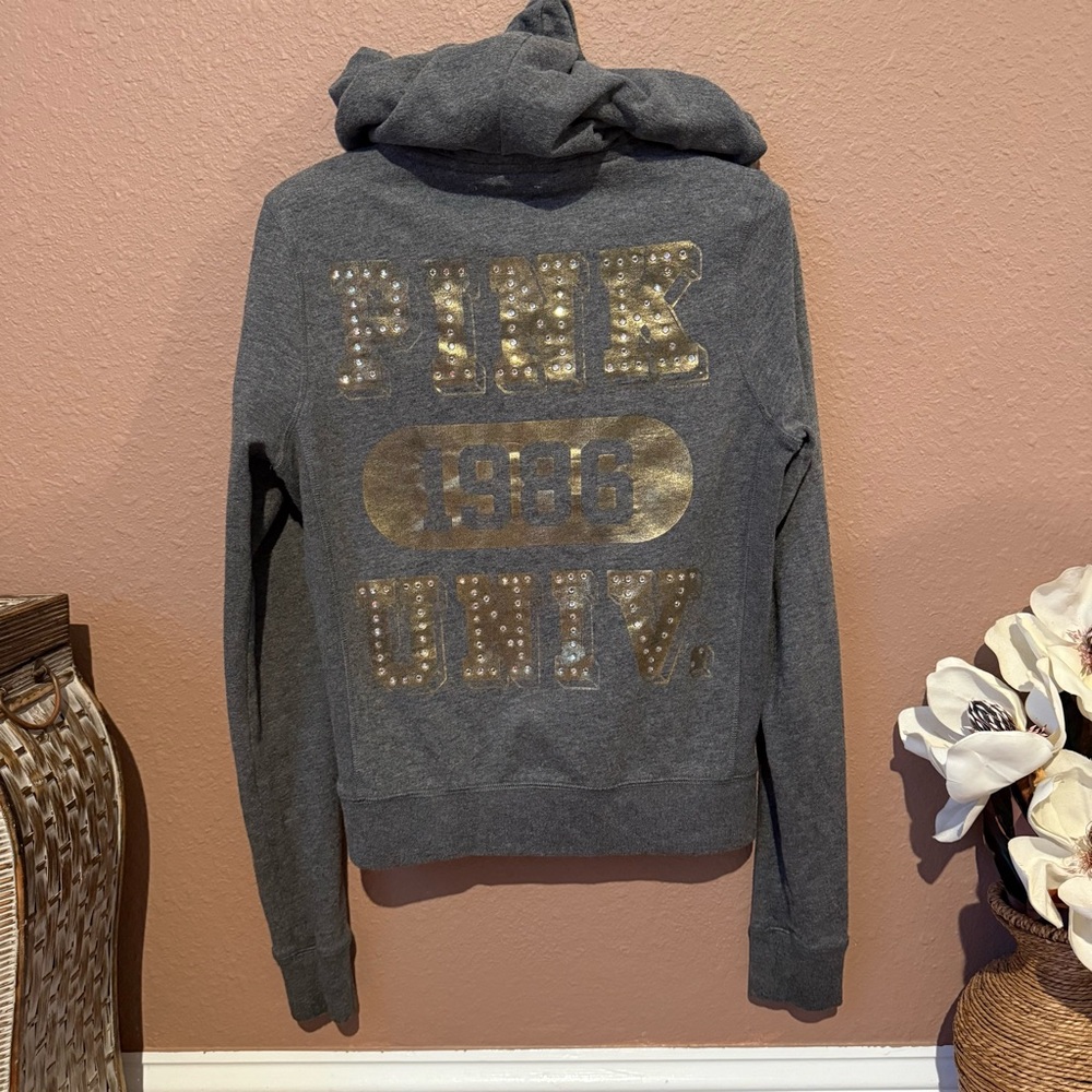 PINK Victoria's Secret Pink University of Pink 1986 Dark Gray Jacket